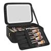 Relavel Travel Makeup Bag With LED Mirror, 16.2" Large Makeup Train Case, 3 Color Scenarios Adjustable Brightness, Waterproof Makeup Train Case Organizer with DIY Dividers for Makeup Artist, Black view 1