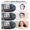 Relavel Travel Makeup Bag With LED Mirror, 16.2" Large Makeup Train Case, 3 Color Scenarios Adjustable Brightness, Waterproof Makeup Train Case Organizer with DIY Dividers for Makeup Artist, Black view 4