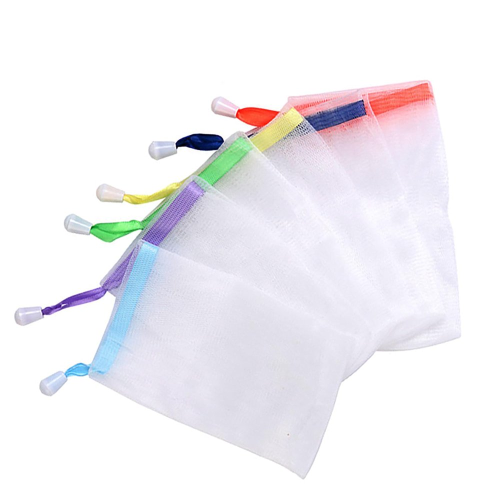 BFLCTTBD 10 PCS Soap Bubble Pouch Soap Saver Bag Soap Mesh Net Soap Saver Drawstring Foam Net for Soap Facial Cleansing Soap Hanging Bags