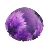 Reusable Shower Cap for Women Waterproof Bath Caps Double Layer Bath Hair Caps Purple Flower Butterflies Shower Hat for Ladies Spa Salon, Large Size for All Hair Lengths view 1