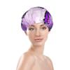 Reusable Shower Cap for Women Waterproof Bath Caps Double Layer Bath Hair Caps Purple Flower Butterflies Shower Hat for Ladies Spa Salon, Large Size for All Hair Lengths view 3