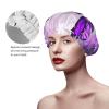 Reusable Shower Cap for Women Waterproof Bath Caps Double Layer Bath Hair Caps Purple Flower Butterflies Shower Hat for Ladies Spa Salon, Large Size for All Hair Lengths view 4