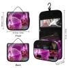 Dwrepo Hanging Toiletry Bag for Women Men Portable Waterproof Makeup Bag Organizer Purple Orchids Print Travel Toiletry Bag view 2