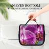 Dwrepo Hanging Toiletry Bag for Women Men Portable Waterproof Makeup Bag Organizer Purple Orchids Print Travel Toiletry Bag view 3