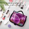 Dwrepo Hanging Toiletry Bag for Women Men Portable Waterproof Makeup Bag Organizer Purple Orchids Print Travel Toiletry Bag view 4