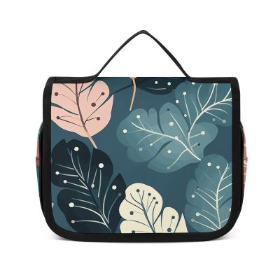 Dwrepo Hanging Toiletry Bag for Women Men Portable Waterproof Makeup Bag Organizer Luxury Cute Leaves Travel Toiletry Bag