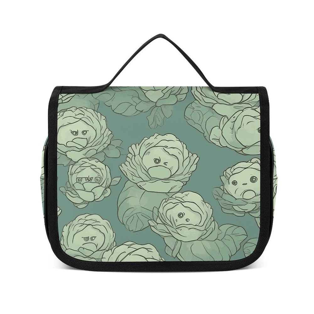 Dwrepo Hanging Toiletry Bag for Women Men Portable Waterproof Makeup Bag Organizer Cabbage Pattern Travel Toiletry Bag