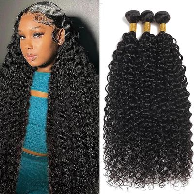 12A Grade Water Wave 3 Bundles Water Curly 3 Bundles Human Hair 24 26 28 Inch 100% Unprocessed Brazilian Virgin Human Hair Bundles Natural Black
