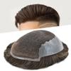 Toupee For Mens Hair Piece Swiss Lace Hair System For Men Lace Front Mens Toupee 100% European Human Hair Piece For Men Bleached Knot8x10"-80% light density#310 3# DARK BROWN+10% GREY view 1