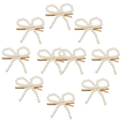 10pcs Pearl Bow Hair ClipsHair Barrettes Accessories Girls and WomenFaux Pearl Hair BarretteDecorative Bobby Pin BarretteBow Pearls HairpinNon-Slip Duckbill ClipNon-Slip Hairpin Pearls Barrette