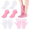 4 Pairs Silicone Moisturizing Gloves & Socks Set Anti Slip Spa Socks and Gloves 2 Colors Hands Feet Skin Care High Elasticity Reusable Gloves and Socks for Foot Hand Softening, Dry Cracked view 1