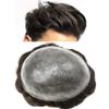 PUNRU HAIR Toupee Hair System for Mens Hairpiece 0.1mm Full Poly Skin Men's Toupee Human Hair Replacement System Durable Hairpieces for Men #220#2 Darkest Brown+20% Gray 7x10 120% Density view 1