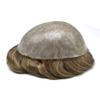 PUNRU HAIR Toupee Hair System for Mens Hairpiece 0.1mm Full Poly Skin Men's Toupee Human Hair Replacement System Durable Hairpieces for Men #1830#18 Medium Blonde+30% Gray 7x10 120% Density view 4