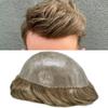PUNRU HAIR Toupee Hair System for Mens Hairpiece 0.1mm Full Poly Skin Men's Toupee Human Hair Replacement System Durable Hairpieces for Men #740#7 Very Light Brown+40% Gray 5x7 120% Density view 1