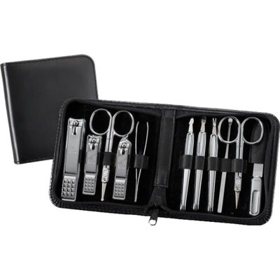 777 Three Seven TS-810C Nail Care Set - 11 Essential Tools, Made in Korea, 50 Years Heritage, Black / Chrome