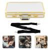 Barber Case, Professional Barber Travel Carry Cases for Clippers and Supplies Storage, Hair Stylist Tool Kits Organizer Beauty Salon Barber Box with Shoulder Strap & Code Lock (White&Gold) view 3