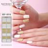 Semi Cured Gel Nail Strips - 20pcs Gel Nail Stickers Works with Any Nail Lamps, Salon-Quality, Long Lasting, Gel Nail Wraps, Includes Prep Pads, Nail File & Wooden Stick (White&Gold) view 4