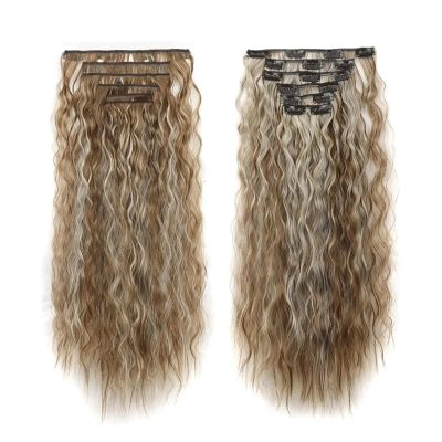 Hair Extensions 16 Clip in Hair Extensions, 6 PCS Natural and Soft Hair and Blends Well Hair Extensions, Long Mermaid Wavy Synthetic Hairpieces(22inch, 6pcs) Hair Pieces(6P68-6BH613)