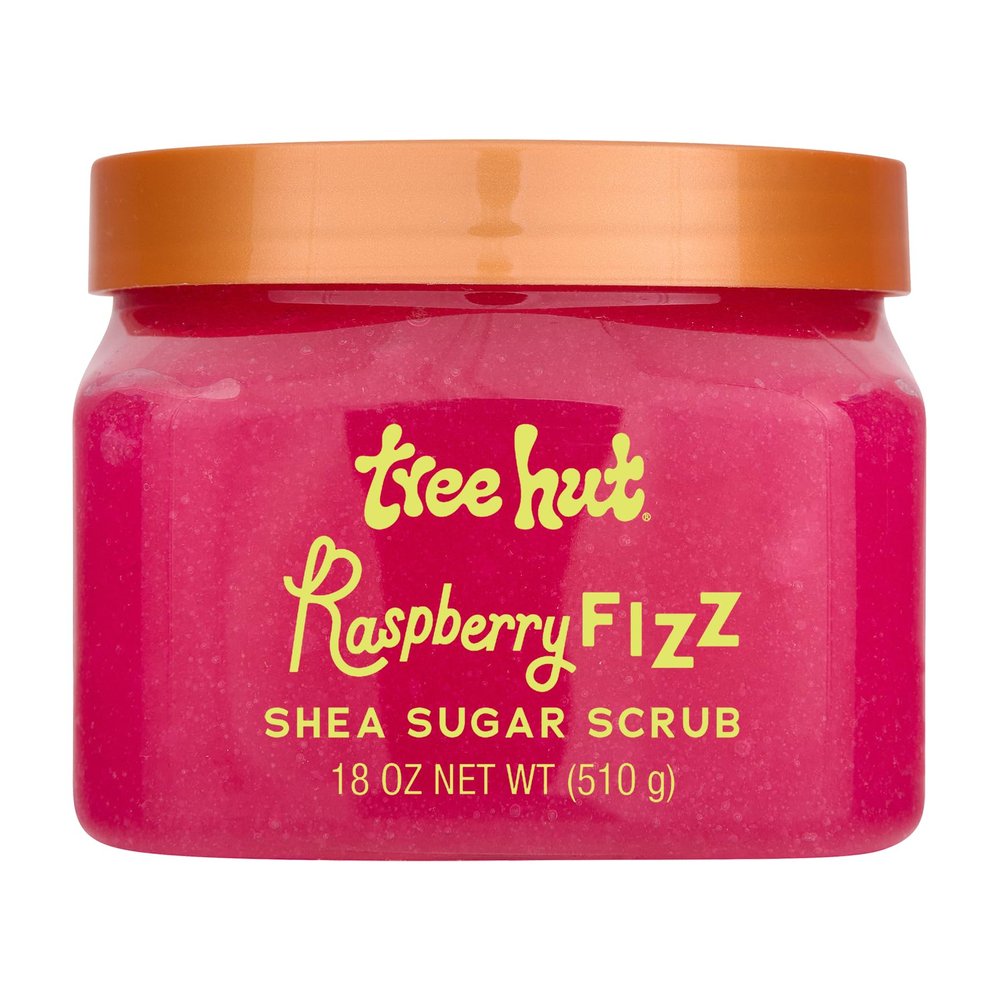Tree Hut Raspberry Fizz Shea Sugar Scrub, Exfoliating, Hydrating & Moisturizing Body Scrub with Shea Butter & Nourishing Essential Oils, Smooth & Soften Skin, 18 oz