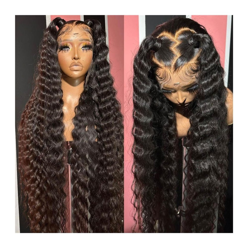 MOOWI Wigs 4x4 5x5 13x4 13x6 Precut Glueless Wig Human Hair Deep Wave Frontal Wig Hd Lace Water Wave Human Hair Lace Front Wig for Women Girls Daily Use Wigs(4x4 Precut Lace Wig,34inches)