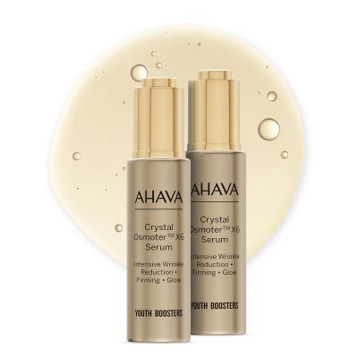 AHAVA Crystal Osmoter X6 Serum Duo Set, 1 Fl.Oz x 2 - Smooth oily lotion with Dead Sea Minerals & Osmoter, to enhance skin radiance, provide firmness and treatment against wrinkles & fine lines
