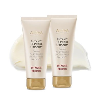 AHAVA Dermud Intensive Foot Cream Duo, 3.4 Fl.Oz x 2 - Intensive foot repair for fatigued, dry and cracked feet blend of Dead Sea Minerals & Mud, includes Magnesium, intensive repairing minerals