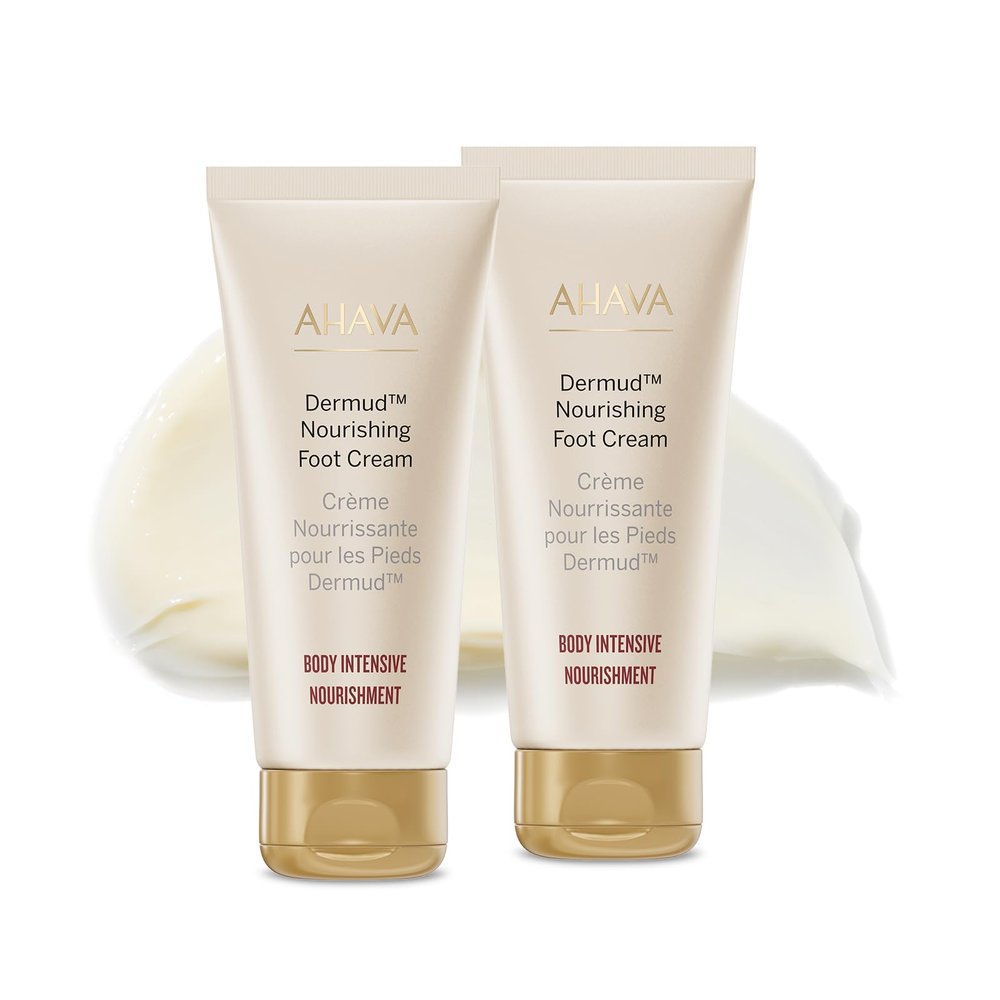 AHAVA Dermud Intensive Foot Cream Duo, 3.4 Fl.Oz x 2 - Intensive foot repair for fatigued, dry and cracked feet blend of Dead Sea Minerals & Mud, includes Magnesium, intensive repairing minerals