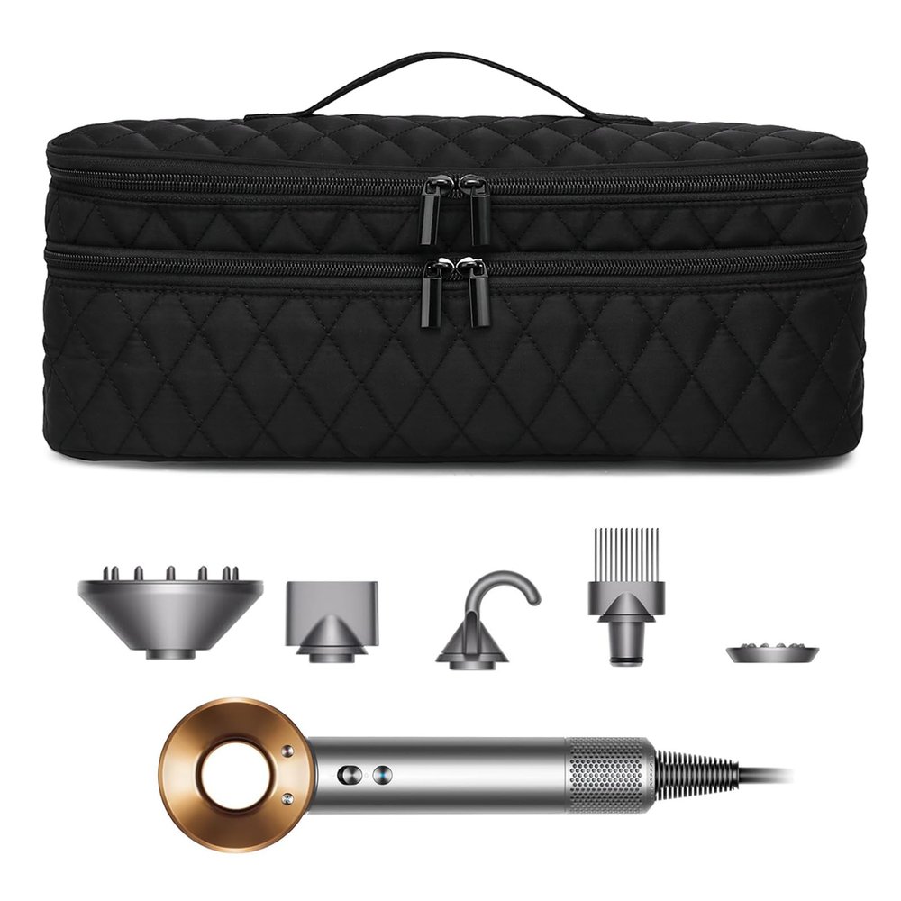 ALLINPAC Double-Layer Travel Carrying Case Compatible with Revlon One-Step Hair Dryer Brush/Volumizer/Styler/Shark FlexStyle Attachment Portable Storage Organizer Bag Hair Tools Travel Bag