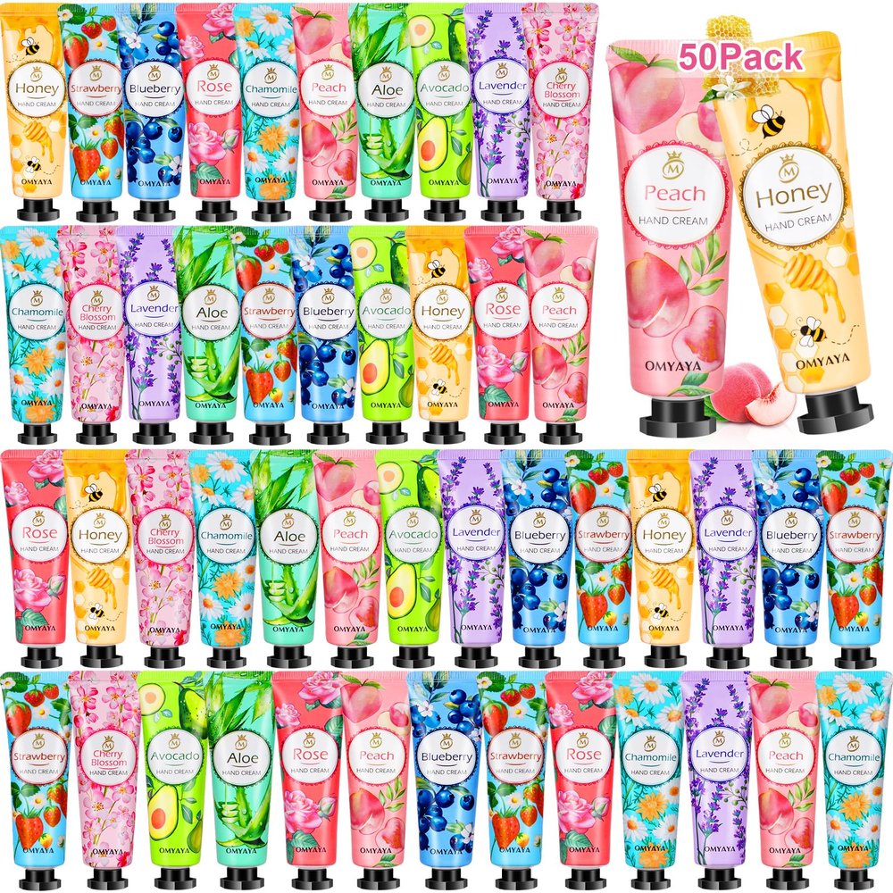 50 Pack Hand Cream Gift Set for Women, Bulk Mini Hand Lotion Teacher Appreciation Gifts, Travel Size Hand Cream for Dry Cracked Hand, Christmas Bridesmaid Lotion Gift Party Favors for Nurse Coworker