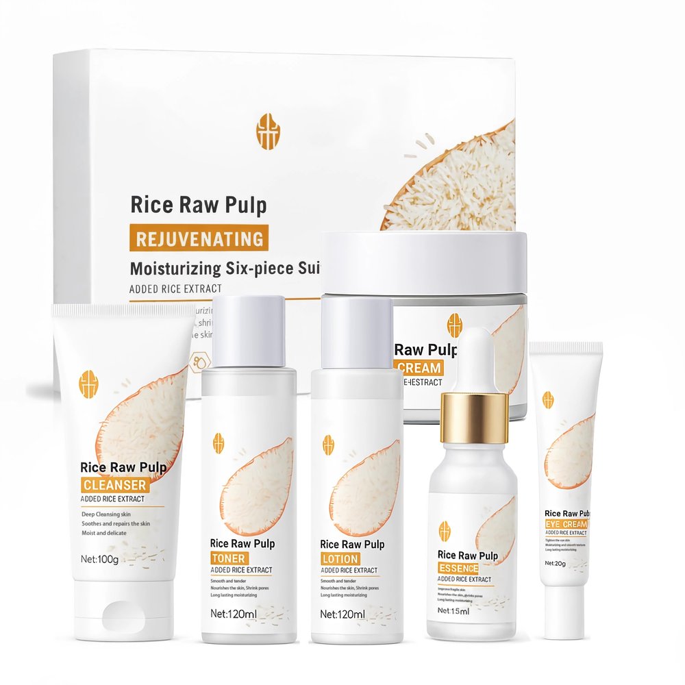 SKK Skin Care Set, 6 Piece Skin Care Set,Skin Care Gift Set for Women, Facial Care Set Includes Cleanser, Eye Cream, Facial Essence, Moisturizing Lotion, Face Cream, Toner. (Rice)