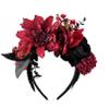 Vividsun Flower Crown Day of the dead Headpiece Party Fiesta Flower Headband (Black and leaf) view 1