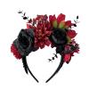 Vividsun Flower Crown Day of the dead Headpiece Party Fiesta Flower Headband (Black and leaf) view 2