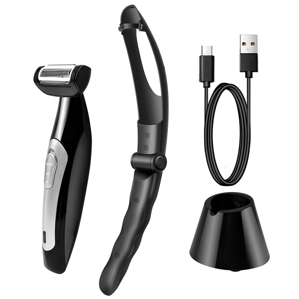 Yoidesu Men's, Body Groomer with Adjustable Extreme Reach Handle, Wet/Dry Use, Back Hair Remover