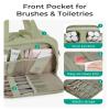 BAGSMART Travel Toiletry Bag, Lightweight Large Wide-open Travel Bag for Women, Puffy Cosmetic Makeup Bag Organizer with Handle for Accessories,Essentials, Toiletries, Green view 3