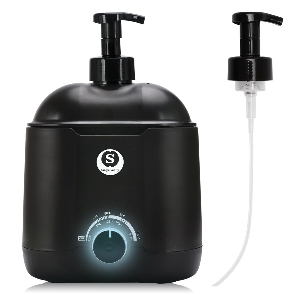 SANGLE SOPFFY Hot Lather Machine,Shaving Cream Warmer for Men 800ML Large Capacity Heated Shaving Cream Dispenser for Home Salon Barber Shop Spa With 2 Pumps,Christmas and Birthday Gift (Black)