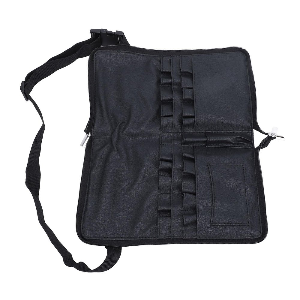 Cosmetic Makeup Brush Bag with 23 Pockets Adjustable Waist Strap Professional Belt PU Material for Makeup Artist