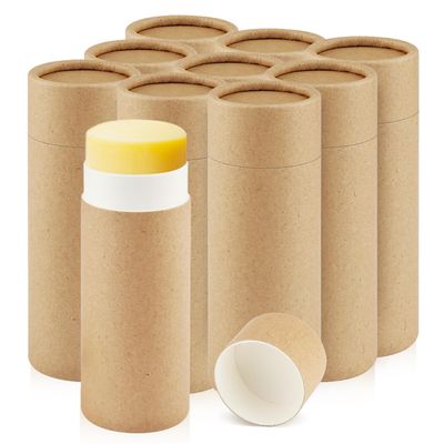 DMuuuDM 10 Pcs 2.5 oz Paperboard Deodorant Tubes,Empty Push-Up Style Kraft Paper Tube Holder,Cardboard Biodegradable Round Solid Container for DIY Homemade Lotion Bars,body Deodorant Sticks- Brown