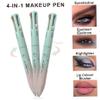 Tuimiyisou 4 In 1 Makeup Pen Multifunctional Makeup Pen with Eyeliner, Lip Liner, Eyebrow Pencil, And Highlighter Portable Travel Easy-To-Apply Makeup Pencil,Makeup Pen,4 In 1 Makeup Pen, green view 2