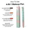 Tuimiyisou 4 In 1 Makeup Pen Multifunctional Makeup Pen with Eyeliner, Lip Liner, Eyebrow Pencil, And Highlighter Portable Travel Easy-To-Apply Makeup Pencil,Makeup Pen,4 In 1 Makeup Pen, green view 3