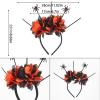 2Pcs Dark Halloween Theme Headbands, Spider Flower Headbands, Devil Skull Spider Decor Hair Band, Gothic Black Orange Halloween Headband for Costume Cosplay Party view 2