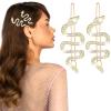 2PCS Snake Hair Clip Sparkly Rhinestones Snakes Hair Pins, Alloy Crystal Party Snakes Headband and Headpiece Accessories Headdress for Women Girls (Gold) view 1