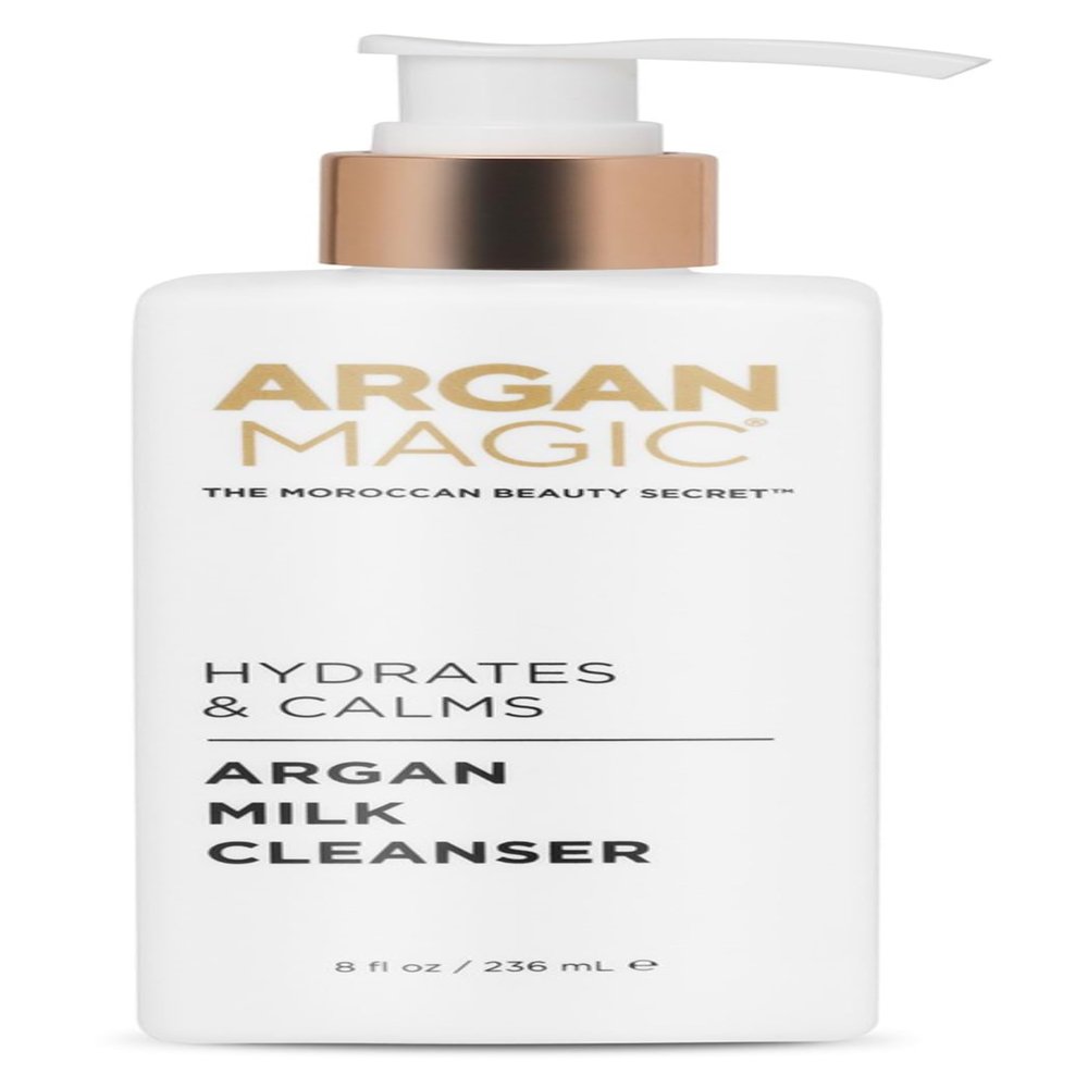 Argan Magic Hydrates & Calms Argan Milk Cleanser - Gently Cleanses and Removes Built-Up Oil and Dirt | Hydrates, Calms, and Soothes | Paraben Free, Cruelty Free, Made in USA (8 Fl Oz)
