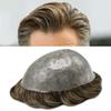 LYRICAL HAIR Toupee for Men Human Hair Replacement System Poly Skin Durable Injected PU Protesis Capilar Para Hombre Mens Wig 6"X9" #740 Very Light Brown+40% Gray-120% Medium Light to Medium Density view 1