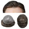 LYRICAL HAIR Toupee for Men Human Hair Replacement System Full Poly Skin Durable Injected PU Protesis Capilar Para Hombre Mens Wig 6"X9" #320 Dark Brown+20% Gray-120% Medium Light to Medium Density view 1