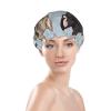 Reusable Shower Cap for Women Waterproof Bath Caps Double Layer Bath Hair Caps french bulldog Shower Hat for Ladies Spa Salon, Large Size for All Hair Lengths view 3