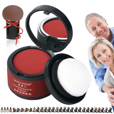 DENGWANG Maycheer Pang Pang Hair Shadow, Maycheer Hair Shadow, Maycheer Hairline Shadow Powder, 30 Colors Magic Root Cover Up, Scalp Cover for Thinning Hair with Mirror and Cushion (#11 Red)