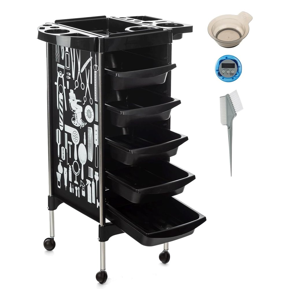 Salon Trolley Salon Tray Trolley Cart Hairstylist Manicure Storage Drawer Trays Hairstylist Instrument Tray for Hair Styling for Salons Spas