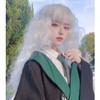 SCORRO Wool Curly Long Thick Wig with Blunt Bangs,Hime Cut Sideburns,Blonde,Black, White Fluffy Curls Daily Wig Subculture Gothic Witch Halloween Cosplay Lolita Wigs for Women (White) view 2