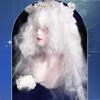 SCORRO Wool Curly Long Thick Wig with Blunt Bangs,Hime Cut Sideburns,Blonde,Black, White Fluffy Curls Daily Wig Subculture Gothic Witch Halloween Cosplay Lolita Wigs for Women (White) view 3