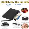 2 Pack Small Zipper Pouch Mini Makeup Bag for Purse Lipstick Cosmetic Travel Make Up Organizer for Women Essentials, Car Change Coin Holder 4.5 x 6.5 Clutch Stadium Approved Wristlet, Black Silver view 3